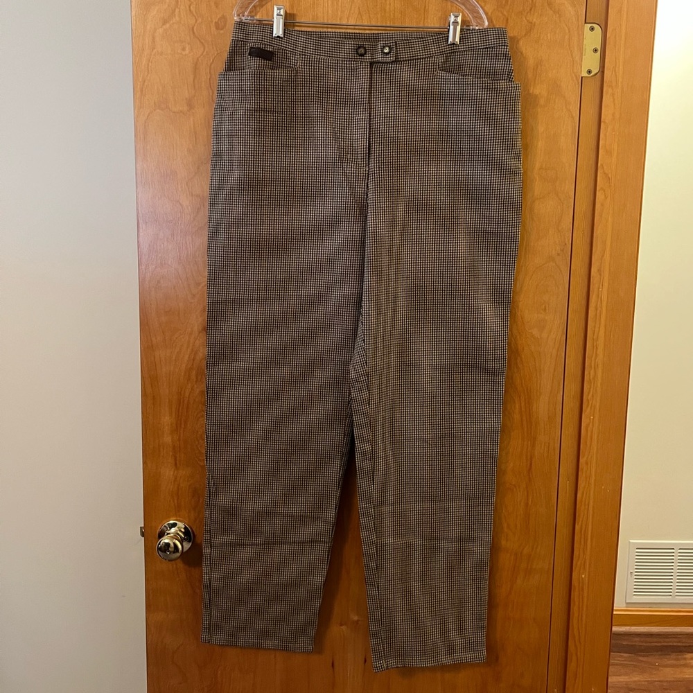 Lauren Ralph Lauren Thoroughbred Print Pants Equestrian Tan Multi Vintage NWT 16